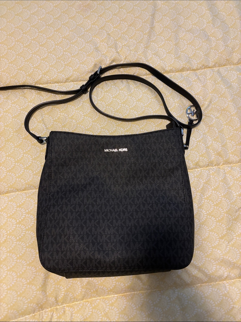 MICHAEL KORS Black Logo-Print Crossbody Bag